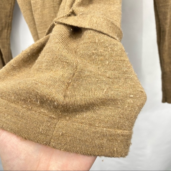 Eddie Bauer Brown Tan Merino Wool Belted Cardigan Sweater - Picture 6 of 7